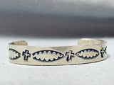 Belinda Woody Cross Vintage Native American Navajo Sterling Silver Concho Bracelet