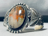 Quality Vintage Native American Navajo Petrified Wood Sterling Silver Bracelet-Nativo Arts