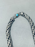 One Of The Most Unique Woven Sterling Silver Vintage Turquoise Necklace-Nativo Arts