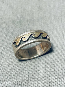 Exceptional Vintage Native American Navajo Sterling Silver & 14k Gold Ring Signed-Nativo Arts