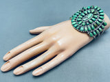 Incredible Vintage Native American Navajo Green Turquoise Cluster Sterling Silver Bracelet-Nativo Arts