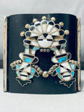 One Of The Best Ever Vintage Native American Zuni Turquoise Inlay Sterling Silver Ketoh Bracelet-Nativo Arts
