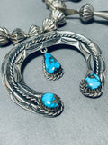Gasp! Vintage Native American Navajo Morenci Turquoise Sterling Silver Squash Blossom Necklace-Nativo Arts