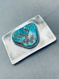Heavy Big Vintage Native American Navajo Spiderweb Turquoise Sterling Silver Buckle-Nativo Arts