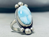 Stunning Native American Navajo Larimar Sterling Silver Huge Ring-Nativo Arts