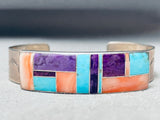 6 Inch Wrist Vintage Native American Navajo Turquoise Inlay Sterling Silver Bracelet-Nativo Arts