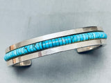 8 Inch Wrist Vintage Native American Navajo Turquoise Inlay Sterling Silver Bracelet-Nativo Arts