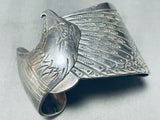 Tim James 100 Gram Eagle Vintage Native American Navajo Sterling Silver Heavy Bracelet-Nativo Arts