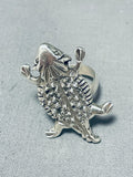 Amazing Vintage Native American Navajo Sterling Silver Southwestern Toad Ring-Nativo Arts