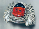 Ladybug!!!!!!! Vintage Native American Navajo Sterling Silver Flank Bracelet-Nativo Arts