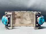 Heavy 78 Grams Vintage Native American Navajo Chunky Turquoise Sterling Silver Bracelet-Nativo Arts