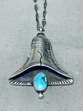 Liberty Bell One Of A Kind Vintage Native American Navajo Turquoise Sterling Silver Necklace-Nativo Arts