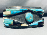 6.5 Inch Wrist Opulent Vintage Native American Navajo Turquoise Inlay Sterling Silver Bracelet-Nativo Arts