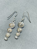 Sparkling Vintage Native American Navajo Sterling Silver Flower Earrings-Nativo Arts