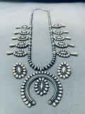 Womens Authentic Vintage Native American Navajo Sterling Silver Squash Blossom Necklace-Nativo Arts