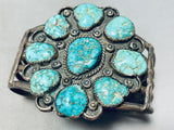 Patina Paradise!! Vintage Native American Navajo Turquoise Cluster Sterling Silver Bracelet-Nativo Arts