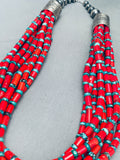 471 Grams Coral Navajo Turquoise Sterling Silver Necklace-Nativo Arts