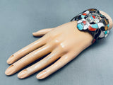 The Best Vintage Zuni Hummingbid Turquoise Inlay Sterling Silver Bracelet-Nativo Arts