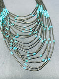 Bell Of The Ball Vintage Native American Navajo Turquoise Heishi Sterling Silver Necklace-Nativo Arts