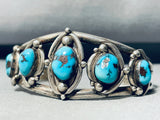 Bisbee Turquoise Vintage Native American Navajo Sterling Silver Bracelet Old-Nativo Arts