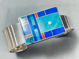 The Best Ray Tracey Vintage Native American Navajo Turquoise Inlay Sterling Silver Bracelet-Nativo Arts