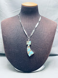 Turquoise Maiden Native American Navajo Inlay Sterling Silver Necklace-Nativo Arts