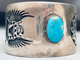 Franklin Namingha Rare Vintage Native American Hopi Turquoise Sterling Silver Bracelet Old-Nativo Arts
