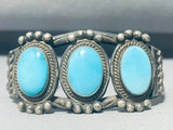 Sturdy Thicker Vintage Native American Navajo Domed Turquoise Sterling Silver Bracelet Cuff-Nativo Arts