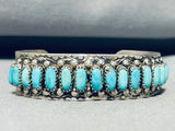 Rare Freddy Weekoty Vintage Native American Zuni Turquoise Sterling Silver Bracelet-Nativo Arts