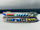 Jimmy Mason Vintage Native American Navajo Turquoise Inlay Sterling Silver Bracelet-Nativo Arts