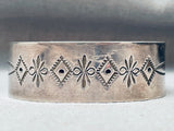 Hand Tooled Vintage Native American Navajo Sun Stamped Sterling Silver Bracelet Cuff-Nativo Arts