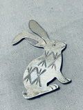 Whimsical Vintage Native American Navajo Sterling Silver Rabbit Pin-Nativo Arts