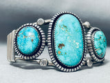 Vivid Vintage Native American Navajo Carico Lake Turquoise Sterling Silver Bracelet-Nativo Arts