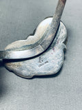 Flower And Lapis!! Vintage Native American Navajo Sterling Silver Bracelet Old-Nativo Arts