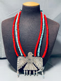 221 Grams!! Massive Native American Navajo Thunderbird Sterling Silver Necklace-Nativo Arts