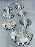 420 Grams Native American Navajo Turquoise Turtle Squash Blossom Necklace Sterling Silver-Nativo Arts
