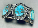 Heavy Museum Quality Vintage Native American Navajo Turquoise Sterling Silver Bracelet-Nativo Arts