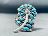 Flower Turquoise Vintage Native American Navajo Sterling Silver Ring
