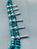 Massive Turtle Native American Navajo Turquoise Sterling Silver Squash Blossom Necklace-Nativo Arts