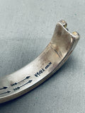8 Inch Wrist Vintage Native American Navajo Turquoise Inlay Sterling Silver Bracelet-Nativo Arts