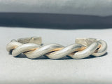Heavy Twisted Rope Vintage Native American Navajo Sterling Silver Bracelet Cuff Old-Nativo Arts