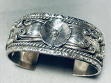 Freddy James Vintage Native American Navajo Floral Sterling Silver Bracelet Cuff-Nativo Arts