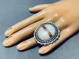 Native American Show-stopping Vintage Santo Domingo White Shell Sterling Silver Ring-Nativo Arts