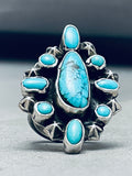 Huge Adjustable Vintage Navajo Turquoise Cluster Sterling Silver Ring-Nativo Arts