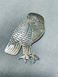 Exceptional Vintage Native American Navajo Sterling Silver Owl Pin-Nativo Arts