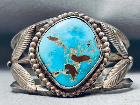 Very Rare Birdseye Mine Vintage Native American Navajo Turquoise Sterling Silver Bracelet-Nativo Arts