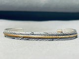 Stacker Feather Vintage Navajo Sterling Silver Hand Carved Bracelet-Nativo Arts