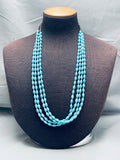 Footballs Of Turquoise Vintage Navajo Sterling Silver Heishi Necklace-Nativo Arts
