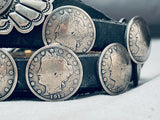 Hand Wrought Vintage Native American Navajo Coin Sterling Silver Concho Belt Old-Nativo Arts