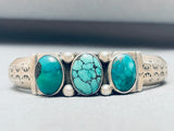 Incredible Vintage Native American Navajo Spiderweb Turquoise Sterling Silver Bracelet-Nativo Arts
